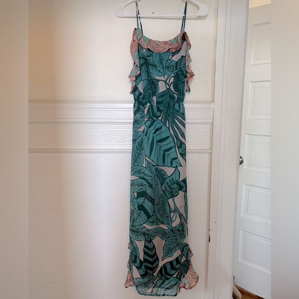 Farm Rio Anthropologie Ruffled Botanical Maxi Dress Size M - Picture 5 of 6